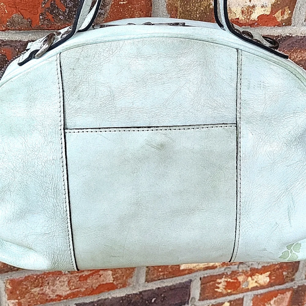 Patricia Nash Fiora Satchel White Waxed Tooled